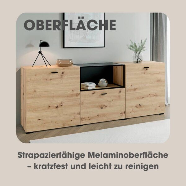 Sideboard FRAME Eiche schwarz B/H/T: ca. 200x75,5x37,5 cm Sideboard FRAME Eiche schwarz B/H/T: ca. 200x75,5x37,5 cm – Bild 3
