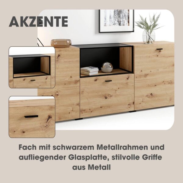 Sideboard FRAME Eiche schwarz B/H/T: ca. 200x75,5x37,5 cm Sideboard FRAME Eiche schwarz B/H/T: ca. 200x75,5x37,5 cm – Bild 4