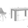 Tischgruppe KIRA anthrazit Eiche schwarz B/H/T: ca. 140x75x80 cm – Bild 2