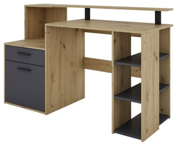 Schreibtisch LOUIS Eiche anthrazit B/H/T: ca. 140x89x55 cm – Bild 3