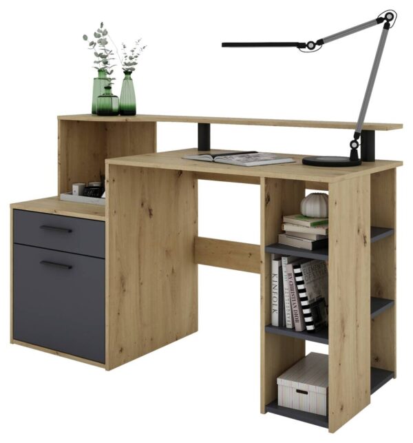 Schreibtisch LOUIS Eiche anthrazit B/H/T: ca. 140x89x55 cm – Bild 5
