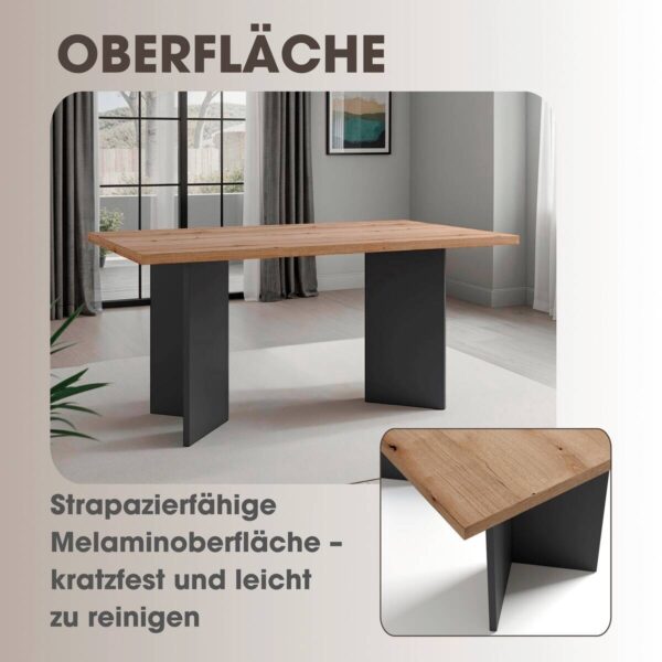 Tisch MARTEN Eiche anthrazit B/H/T: ca. 160x90x75,5 cm – Bild 3