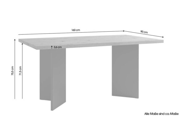 Tisch MARTEN Eiche anthrazit B/H/T: ca. 160x90x75,5 cm – Bild 5