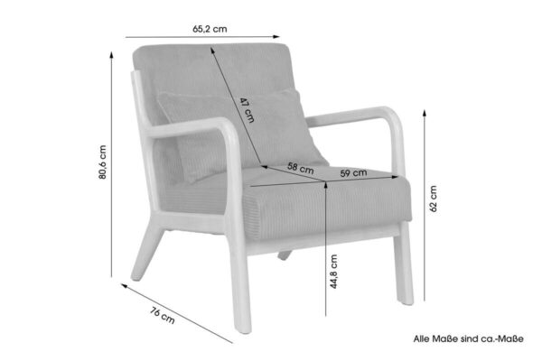 Sessel NOHR natur grau B/H/T: ca. 65,2x80,6x76 cm Sessel NOHR natur grau B/H/T: ca. 65,2x80,6x76 cm – Bild 3