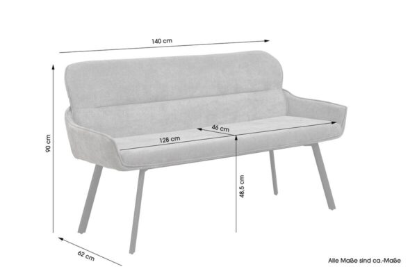 Sitzbank RICO schwarz grau Stoff Metall B/H/T: ca. 140x90x62 cm Sitzbank RICO schwarz grau Stoff Metall B/H/T: ca. 140x90x62 cm – Bild 4
