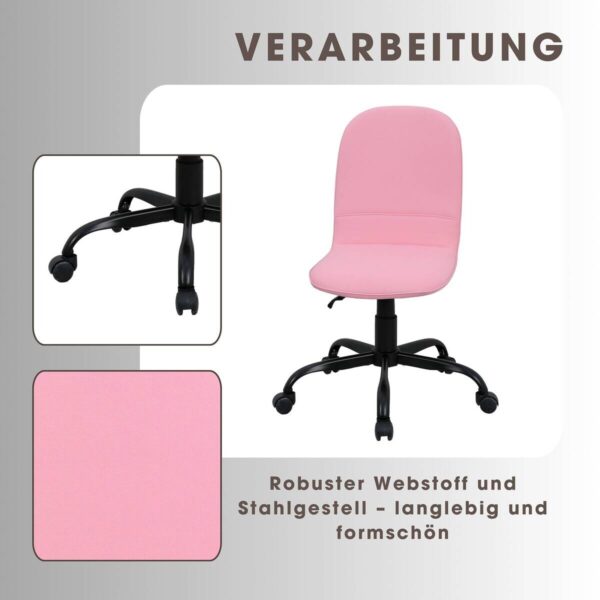 Drehstuhl TROLLY schwarz pink Metall Stoff Drehstuhl TROLLY schwarz pink Metall Stoff – Bild 2