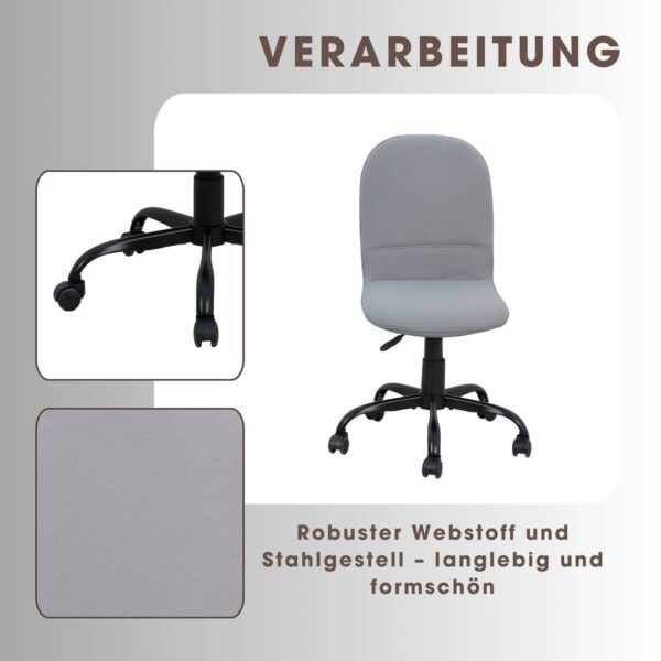 Drehstuhl TROLLY schwarz grau Metall Stoff Drehstuhl TROLLY schwarz grau Metall Stoff – Bild 4
