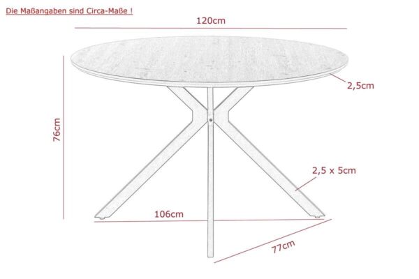 Esstisch Kindu Eiche schwarz B/H: ca. 120x76 cm – Bild 2