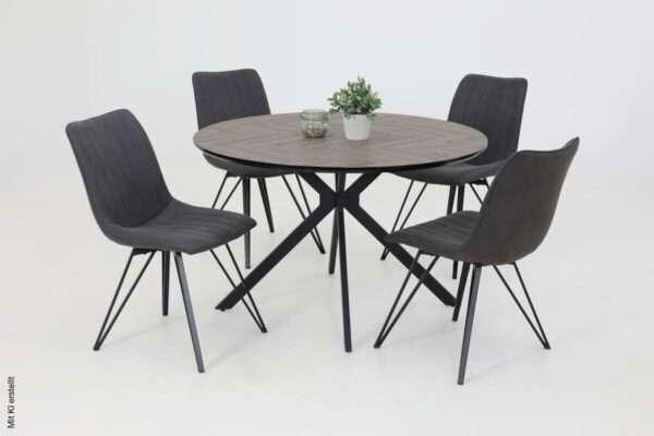 Esstisch Petra hellgrau schwarz B/H: ca. 120x76 cm – Bild 4