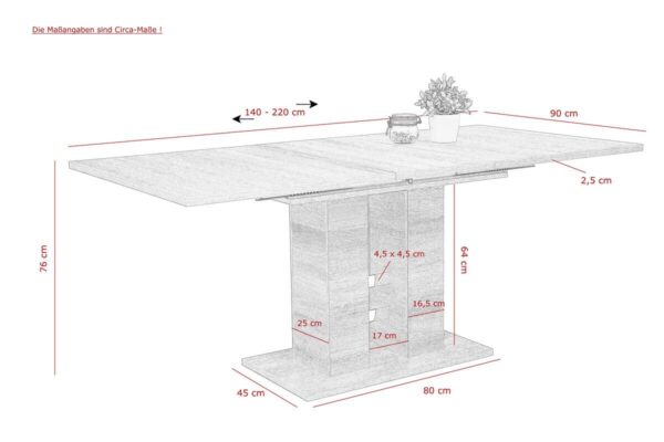 Essgruppe Ulla Eiche schlamm Holzwerkstoff B/H/T: ca. 220x76x90 cm – Bild 2