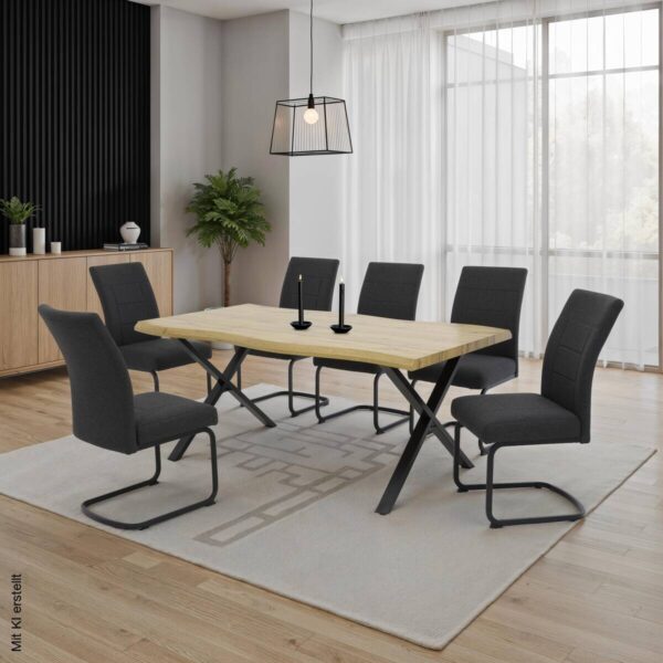 Schwingstuhl Brindisi, 4er-Set anthrazit Webstoff B/H/T: ca. 48x98,5x67 cm – Bild 5