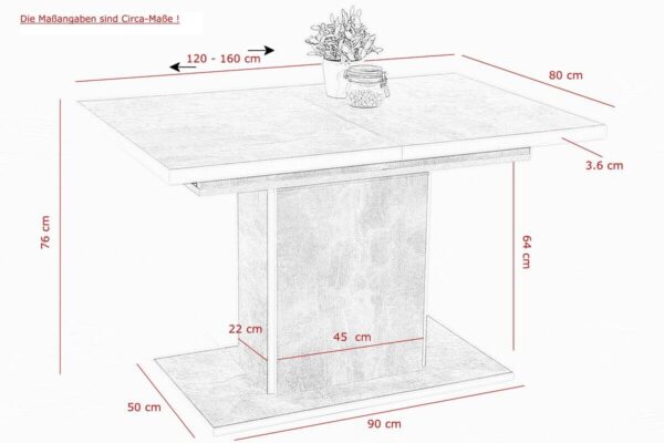 Essgruppe Donau I Beton Holzwerkstoff B/H/T: ca. 160x76x80 cm – Bild 4