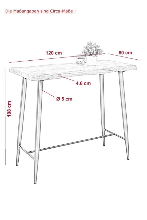 Bartisch Gabi I Akazie grau B/H/T: ca. 120x108x60 cm – Bild 2