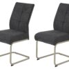 Schwingstuhl Ines, 2er-Set anthrazit Edelstahloptik Metall Microfaser Webstoff B/H/T: ca. 50x99x66 cm – Bild 2