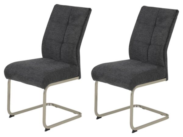 Schwingstuhl Ines, 2er-Set anthrazit Edelstahloptik Metall Microfaser Webstoff B/H/T: ca. 50x99x66 cm – Bild 2
