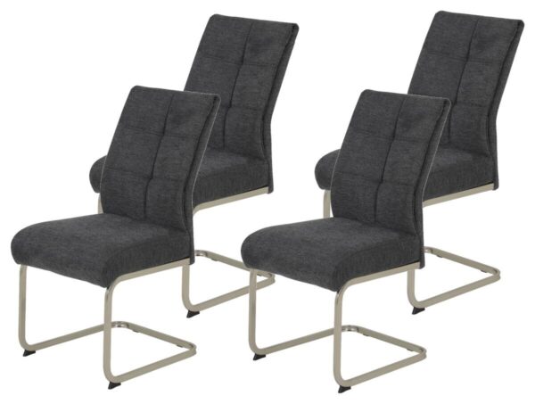Schwingstuhl Ines, 4er-Set anthrazit Microfaser Webstoff Metall B/H/T: ca. 50x99x66 cm – Bild 2