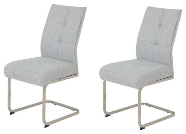 Schwingstuhl Ines, 2er-Set grau Edelstahloptik Metall Microfaser B/H/T: ca. 50x99x66 cm Schwingstuhl Ines, 2er-Set grau Edelstahloptik Metall Microfaser B/H/T: ca. 50x99x66 cm – Bild 2