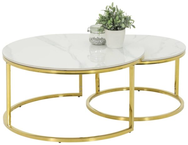 Couchtisch Joel Marmoroptik weiß gold H/D: ca. 41x80 cm Couchtisch Joel Marmoroptik weiß gold H/D: ca. 41x80 cm – Bild 4