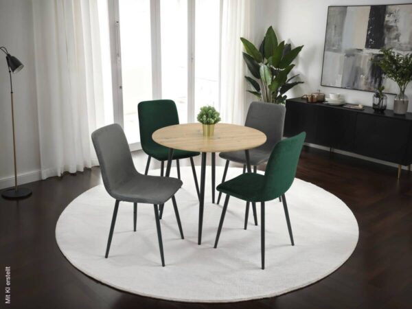 Stuhl Leipzig, 4er-Set moosgrün Microfaser B/H/T: ca. 44x92x54 cm – Bild 2