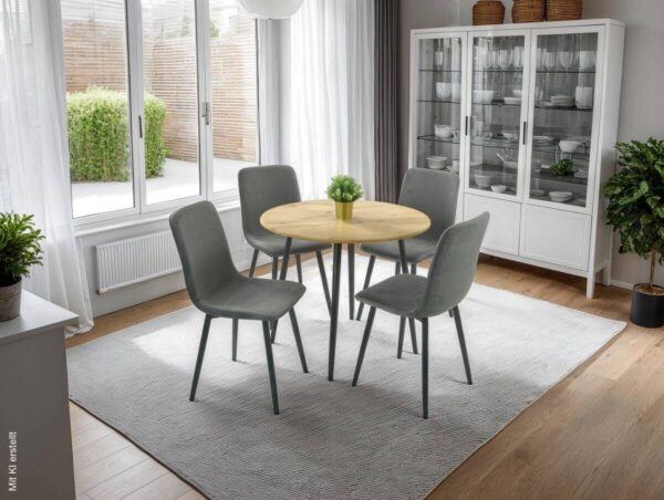 Stuhl Leipzig, 4er-Set anthrazit Microfaser B/H/T: ca. 44x92x54 cm – Bild 2