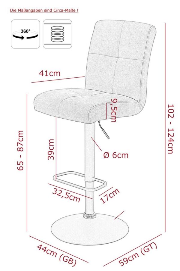 Barhocker Leni I, 2er-Set anthrazit B/H/T: ca. 44x124x57 cm Barhocker Leni I, 2er-Set anthrazit B/H/T: ca. 44x124x57 cm – Bild 5