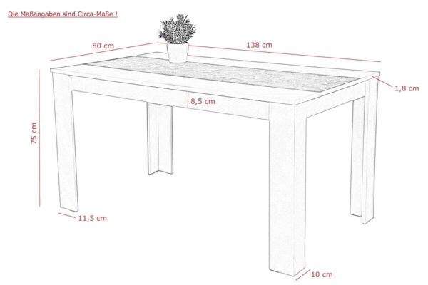 Essgruppe Lilo weiß Beton Holzwerkstoff B/H/T: ca. 138x76x80 cm – Bild 2