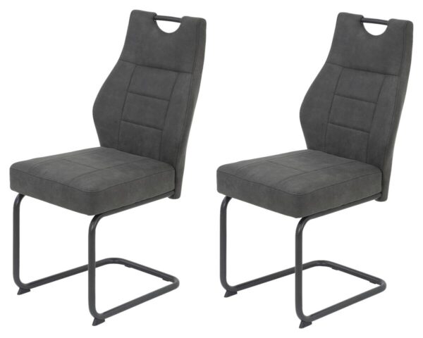 Schwingstuhl Linda II, 2er-Set anthrazit Metall Microfaser B/H/T: ca. 44x97x65 cm – Bild 4
