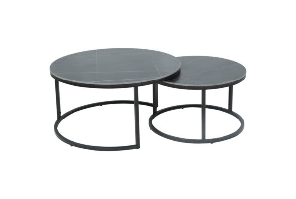 Couchtisch Luis II grau Marmoroptik schwarz H/D: ca. 41x80 cm – Bild 2
