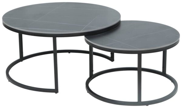 Couchtisch Luis II grau Marmoroptik schwarz H/D: ca. 41x80 cm – Bild 3