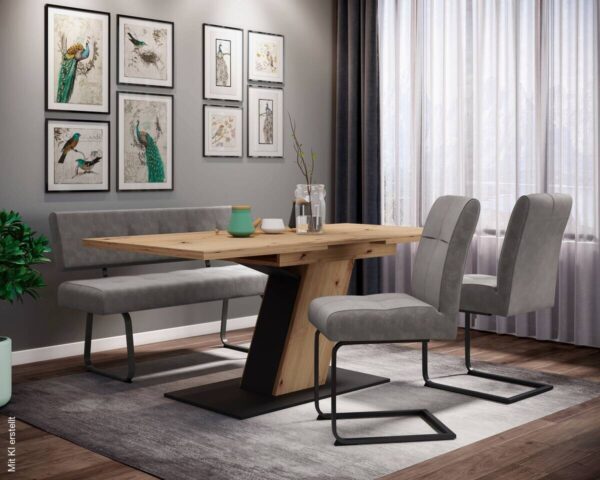 Sitzbank Luise I grau Microfaser B/H/T: ca. 140x90x64 cm Sitzbank Luise I grau Microfaser B/H/T: ca. 140x90x64 cm – Bild 3