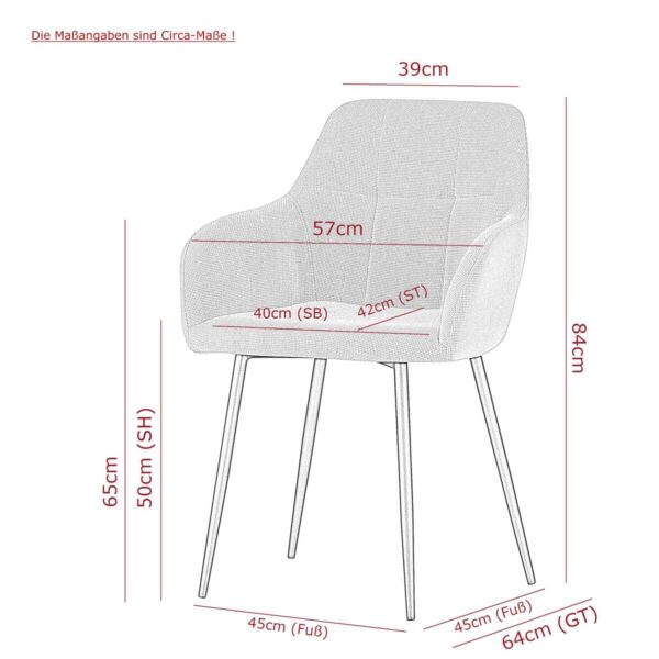 Armlehnstuhl Maria, 2er-Set anthrazit Microfaser Webstoff B/H/T: ca. 55x84x61 cm – Bild 2