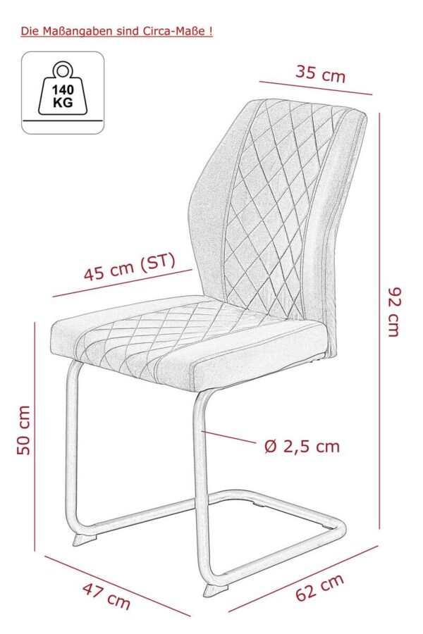 Schwingstuhl Oslo grau Microfaser B/H/T: ca. 45x92x60 cm – Bild 2