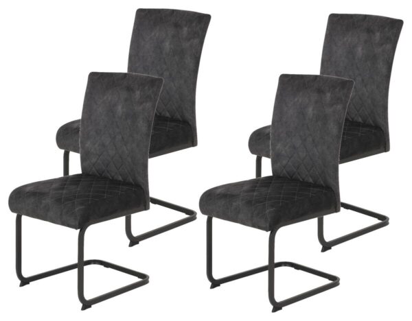 Schwingstuhl Rachel I, 4er-Set anthrazit Microfaser B/H/T: ca. 46x96x60 cm – Bild 3