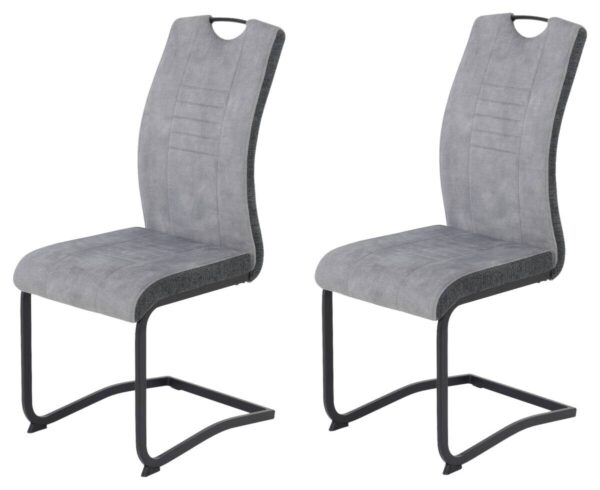 Schwingstuhl Riga, 2er-Set hellgrau Webstoff B/H/T: ca. 44x100x60 cm – Bild 5