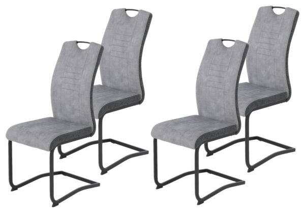 Schwingstuhl Riga, 4er-Set hellgrau Webstoff B/H/T: ca. 44x100x60 cm – Bild 5