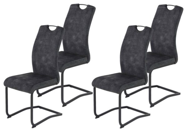 Schwingstuhl Riga, 4er-Set anthrazit Webstoff B/H/T: ca. 44x100x60 cm – Bild 5