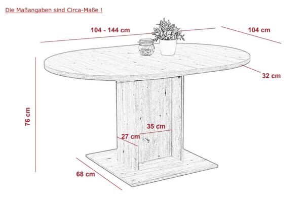 Esstisch Ronda Eiche B/H/T: ca. 144x76x104 cm – Bild 2