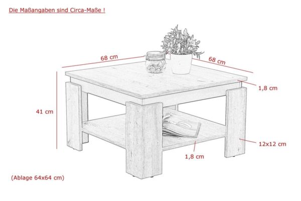 Couchtisch Tim III weiß anthrazit B/H/T: ca. 68x41x68 cm Couchtisch Tim III weiß anthrazit B/H/T: ca. 68x41x68 cm – Bild 2