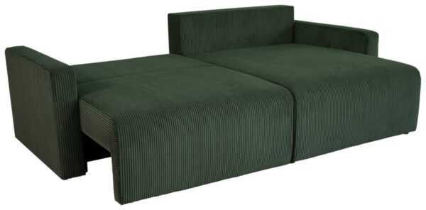 Ecksofa mit Bettfunktion und Bettkasten grün Microfaser B/H/T: ca. 227x92x146 cm – Bild 4