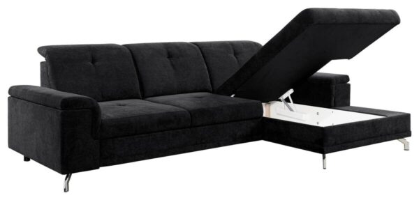 Ecksofa mit Bettfunktion und Bettkasten schwarz Microfaser B/H/T: ca. 270x104x170 cm – Bild 4