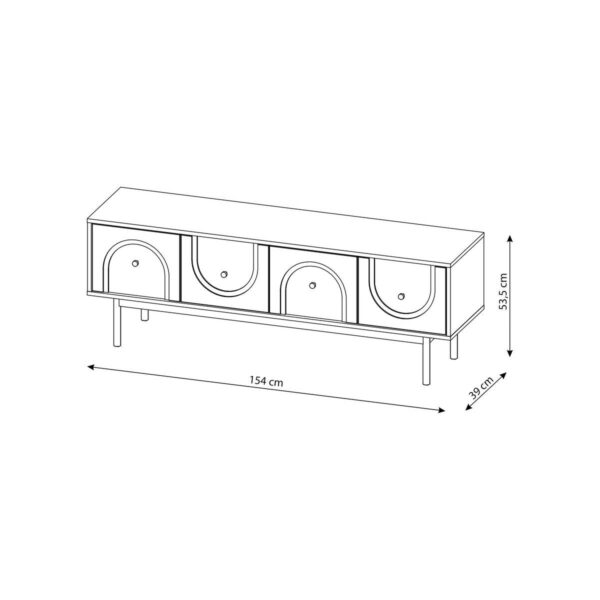 Lowboard MAZOMA Eiche Kaschmirgrau Nachbildung gold Optik B/H/T: ca. 154x53,5x39 cm – Bild 2