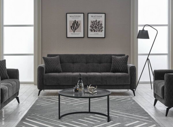 Sofa 3-2-1 Lendor grau Webstoff – Bild 3