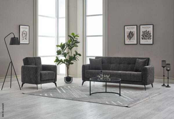 Sofa 3-2-1 Lendor grau Webstoff – Bild 4