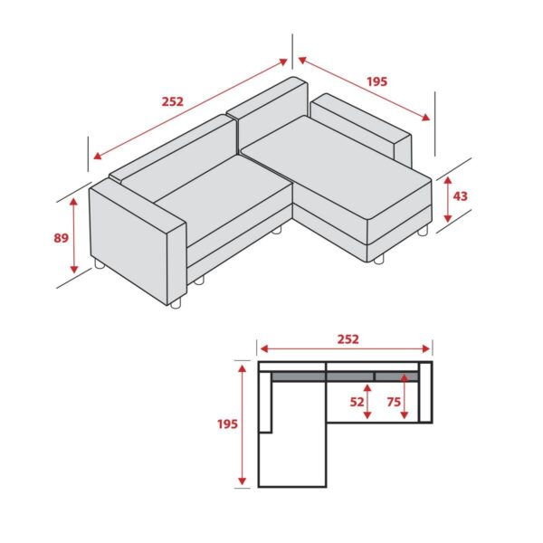 Ecksofa mit Bettfunktion und Bettkasten dunkelblau Microfaser B/H/T: ca. 252x89x195 cm Ecksofa mit Bettfunktion und Bettkasten dunkelblau Microfaser B/H/T: ca. 252x89x195 cm – Bild 4