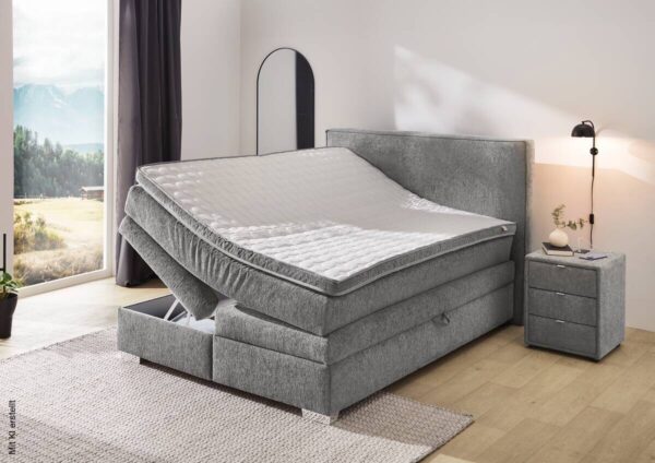 Boxspringbett grau dunkel Liegefläche B/L: ca. 140x200 cm – Bild 2