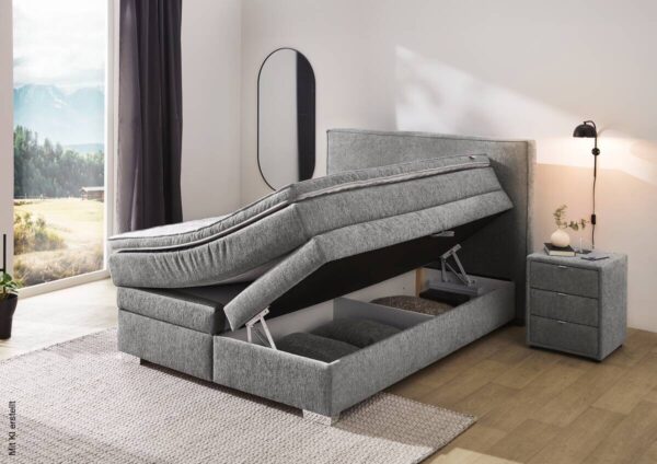 Boxspringbett grau dunkel Liegefläche B/L: ca. 140x200 cm – Bild 3