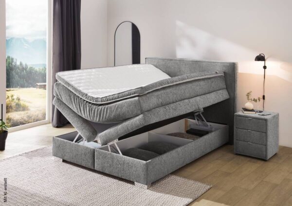 Boxspringbett grau dunkel Liegefläche B/L: ca. 140x200 cm – Bild 4