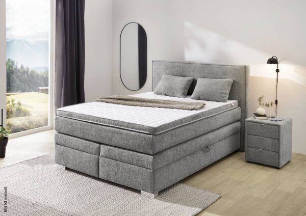 Boxspringbett grau dunkel Liegefläche B/L: ca. 140x200 cm – Bild 5