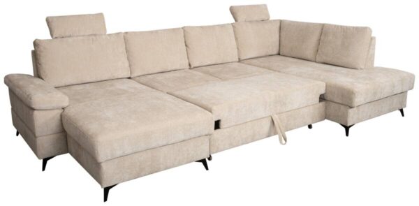 Wohnlandschaft Sara U beige Microfaser B/H/T: ca. 333x87x189 cm – Bild 4