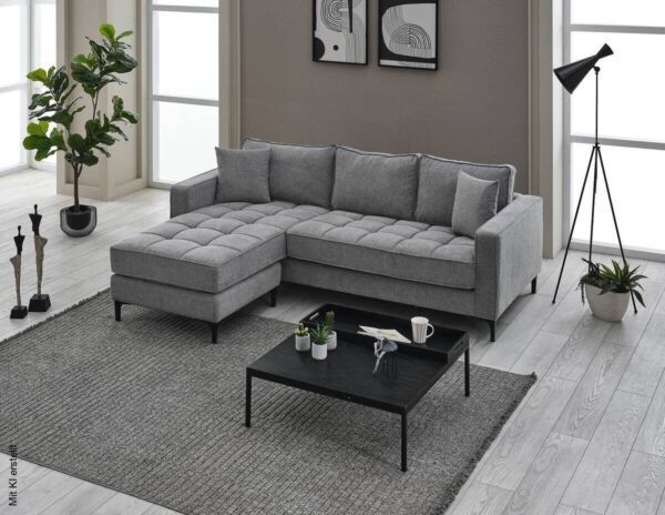 Ecksofa hellgrau Microfaser B/H/T: ca. 238x67x185 cm – Bild 5